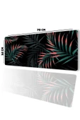 SonicTouch Bohem Palmiye Yaprakları Siyah Gamer Oyuncu Dikişsiz Sıvı Geçirmez Klavye Mouse Pad 32x70Cm - 2