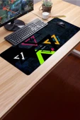 SonicTouch Geometrik Renkli Üçgen Desenler Gamer Oyuncu Dikişsiz Sıvı Geçirmez Klavye Mouse Pad 32x70Cm thumbnail 3