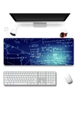 SonicTouch Mavi Geometri Tahtası Gamer Oyuncu Dikişsiz Sıvı Geçirmez Klavye Mouse Pad 32x70Cm - 1