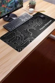 SonicTouch Gri Devre Kişiye Firmaya Özel Promosyon Sıvı Geçirmez Masa Üstü Klavye Mouse Pad 32x70Cm - 3