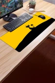 SonicTouch Kara Kedi Sarı Siyah Gamer Oyuncu Dikişsiz Sıvı Geçirmez Klavye Mouse Pad 32x70Cm - 3