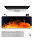 SonicTouch Turuncu Soyut Üçgenler Gamer Oyuncu Dikişsiz Sıvı Geçirmez Klavye Mouse Pad 32x70Cm - 1
