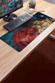 SonicTouch Soyut Renkli Çizgiler Gamer Oyuncu Dikişsiz Sıvı Geçirmez Klavye Mouse Pad 32x70Cm - 3