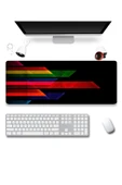 SonicTouch Renkli Soyut Çizgiler Gamer Oyuncu Dikişsiz Sıvı Geçirmez Klavye Mouse Pad 32x70Cm - 1