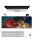 SonicTouch Soyut Renkli Çizgiler Gamer Oyuncu Dikişsiz Sıvı Geçirmez Klavye Mouse Pad 32x70Cm - 1