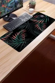 SonicTouch Bohem Palmiye Yaprakları Siyah Gamer Oyuncu Dikişsiz Sıvı Geçirmez Klavye Mouse Pad 32x70Cm - 3
