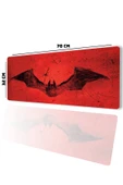 SonicTouch Yarasa Desenli Kırmızı Gamer Oyuncu Dikişsiz Sıvı Geçirmez Klavye Mouse Pad 32x70Cm - 2