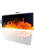 SonicTouch Turuncu Soyut Üçgenler Gamer Oyuncu Dikişsiz Sıvı Geçirmez Klavye Mouse Pad 32x70Cm - 2