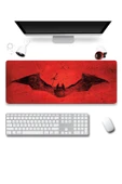 SonicTouch Yarasa Desenli Kırmızı Gamer Oyuncu Dikişsiz Sıvı Geçirmez Klavye Mouse Pad 32x70Cm - 1