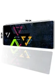SonicTouch Geometrik Renkli Üçgen Desenler Gamer Oyuncu Dikişsiz Sıvı Geçirmez Klavye Mouse Pad 32x70Cm thumbnail 2