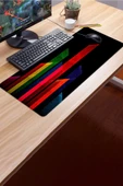 SonicTouch Renkli Soyut Çizgiler Gamer Oyuncu Dikişsiz Sıvı Geçirmez Klavye Mouse Pad 32x70Cm - 3