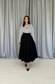Siyah Uzun Pileli Etek - 1