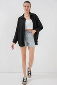 Örme Oversize Gömlek 20264 - Siyah thumbnail 3