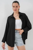 Örme Oversize Gömlek 20264 - Siyah thumbnail 1