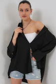 Örme Oversize Gömlek 20264 - Siyah thumbnail 2