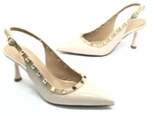 Feles Zımba Şerit Detaylı Arkası Açık Stiletto Kadın Topuklu Ayakkabı thumbnail 2