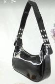 kadın siyah baget rugan el ve omuz çantası thumbnail 2