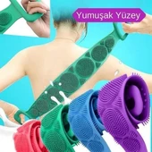 Çift Taraflı Banyo Hamam Lifi Silikon Masajlı Yumuşak Duş Lifi Uzun Ömürlü Hazır Banyo Kesesi -1 Adet Stokta Olan Renk Gönderilir - 1