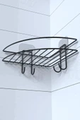 Yapışkanlı Banyo Köşeliği Kancalı Köşe Rafı Duş Şampuanlık Duvar Düzenleyici Organizer Raf - 7
