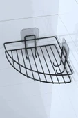 Yapışkanlı Banyo Köşeliği Kancalı Köşe Rafı Duş Şampuanlık Duvar Düzenleyici Organizer Raf - 8