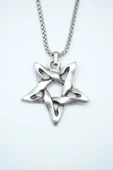 Pentagram Gümüş Kaplama Örme Zincir Kolye thumbnail 1