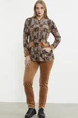 Leopar Desenli Tunik Kadife Takım - Kamel thumbnail 5