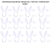 Beyaz Tavşan Kostüm Seti – Taç, Papyon, Kuyruk (12’li Paket) - 1