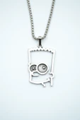 Bart Simpson Gümüş Kaplama Örme Zincir Kolye thumbnail 1