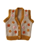 Çiçek İşlemeli El Örgüsü Bebek Yeleği 1-2 yaş - 1