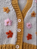 Çiçek İşlemeli El Örgüsü Bebek Yeleği 1-2 yaş - 4