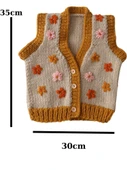 Çiçek İşlemeli El Örgüsü Bebek Yeleği 1-2 yaş - 2