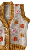 Çiçek İşlemeli El Örgüsü Bebek Yeleği 1-2 yaş - 5