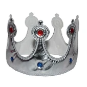 TAŞLI GÜMÜŞ KRAL TACI GÜMÜŞ SÜNNET TACI DOĞÜM GÜNÜ PARTİ TACI YUMUŞAK MODEL KOSTÜM AKSESUARLARI thumbnail 3