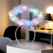 RENKLİ LED IŞIKLI MELEK TACI IŞIKLI HARE TAÇ IŞIKLI TAÇ KOSTÜM AKSESUARLARI BEYAZ MELEK TACI LED TAÇ thumbnail 1