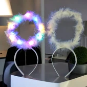 RENKLİ LED IŞIKLI MELEK TACI IŞIKLI HARE TAÇ IŞIKLI TAÇ KOSTÜM AKSESUARLARI BEYAZ MELEK TACI LED TAÇ thumbnail 2