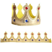 TAŞLI GOLD KRAL TACI GOLD SÜNNET TACI GOLD DOĞÜM GÜNÜ PARTİ TACI YUMUŞAK MODEL KOSTÜM AKSESUARLARI - 2