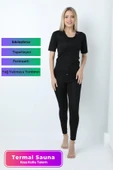 Yeni Sezon Toparlayıcı Sıkılaştırıcı Yağ Yakan Terleten Kısa Kollu Fermuarlı Sauna Takım - 1