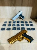Boncuklu  Altın ve Gümüş Renk Boncuk Atan Silah 2 Adet + 21 Paket Boncuk - 5