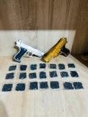 Boncuklu  Altın ve Gümüş Renk Boncuk Atan Silah 2 Adet + 21 Paket Boncuk - 4