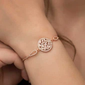 Özel Kutu ve Gümüş Bezi İle Gümüş Rose Baget Taşlı Bileklik - 2
