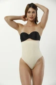 Kaymaz İz Göstermeyen Yüksek Bel Toparlayıcı Sıkılaştırıcı Karın Şekillendirici String Tanga Korse thumbnail 2