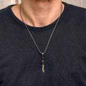 Gümüş Desenli Zülfikar Kılıcı Erkek Kolye thumbnail 3