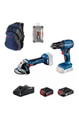 Bosch Professional GWS 180-LI + GSB 185-LI 18V Akülü Vidalama 2+4 Ah Çift Akü Set - 06019H9026 + Bosch 42 Parça Hassas Vidalama - Bits Ucu Seti - 2607002835 + Bosch Sırt Çantası (Yeşil) - 1