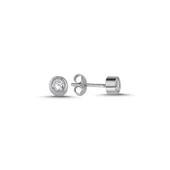 Özel Kutu ve Gümüş Bezi İle Tektaş 4mm Zirkon Taşlı Küpe - 2