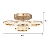 Apliqa Oylum 4'lü Gold 24 Watt Kristalli Koridor Salon Led Plafonyer Avize thumbnail 6