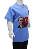 Ay Yıldızlı Atatürk Baskılı Mavi Tişört - 2