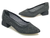 Seribo Dantel Taş Detaylı Kısa Topuklu Kadın Babet Ayakkabı thumbnail 2