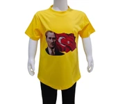 Ay Yıldızlı Atatürk Baskılı Sarı Tişört - 1