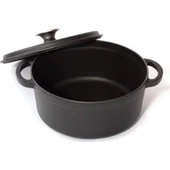 SÜREL DEMİR DÖKÜM DERİN TENCERE 24 CM SİYAH - 5517 - 1