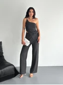 Lucky Life Kadın Lucky Life Kadın Crop Pantalon Ikili Takım - Füme - 2